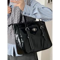 Women's Large Pu Leather Solid Color Vintage Style Square Lock Clasp Shoulder Bag Crossbody Bag Messenger Bag main image video