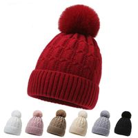 Women's Basic Simple Style Solid Color Pom Poms Eaveless Wool Cap main image 1
