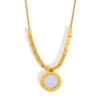 Simple Style Commute Color Block 304 Stainless Steel Shell Epoxy Shell 18K Gold Plated Unisex Pendant Necklace sku image 1