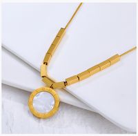 Simple Style Commute Color Block 304 Stainless Steel Shell Epoxy Shell 18K Gold Plated Unisex Pendant Necklace main image 4