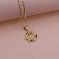 Ig Style Virgin Mary Copper Plating Inlay Zircon 18k Gold Plated Pendant Necklace main image 1
