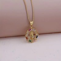 Ig Style Virgin Mary Copper Plating Inlay Zircon 18k Gold Plated Pendant Necklace main image 3