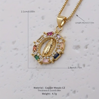 Ig Style Virgin Mary Copper Plating Inlay Zircon 18k Gold Plated Pendant Necklace main image 2