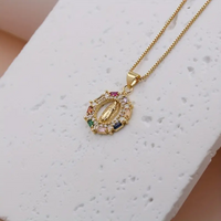 Ig Style Virgin Mary Copper Plating Inlay Zircon 18k Gold Plated Pendant Necklace main image 5