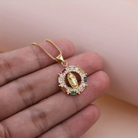 Ig Style Virgin Mary Copper Plating Inlay Zircon 18k Gold Plated Pendant Necklace main image 6