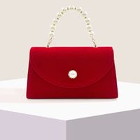 Women's Plush Solid Color Classic Style Square Flip Cover Evening Bag sku image 1