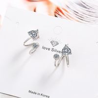 1 Pair Commute Heart Shape Plating Inlay Copper Zircon White Gold Plated Ear Studs main image 1