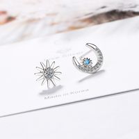 1 Pair Simple Style Star Moon Inlay Copper Zircon White Gold Plated Ear Studs main image 4