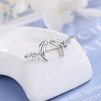 1 Pair Basic Leaf Plating Inlay Copper Zircon White Gold Plated Ear Studs main image 3