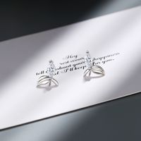 1 Pair Basic Leaf Plating Inlay Copper Zircon White Gold Plated Ear Studs main image 4