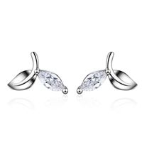 1 Pair Basic Leaf Plating Inlay Copper Zircon White Gold Plated Ear Studs main image 5