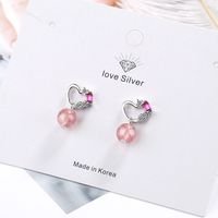 1 Pair Lady Heart Shape Plating Crystal White Gold Plated Drop Earrings main image 1