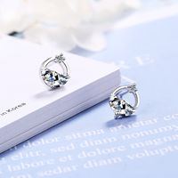 1 Pair Simple Style Round Plating Inlay Copper Zircon White Gold Plated Ear Studs sku image 1