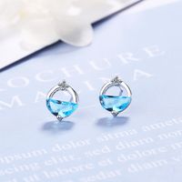 1 Pair Simple Style Round Plating Inlay Copper Zircon White Gold Plated Ear Studs sku image 2