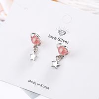 1 Pair Simple Style Star Plating Crystal White Gold Plated Drop Earrings main image 1