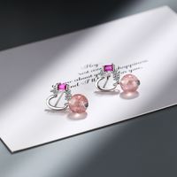 1 Pair Lady Heart Shape Plating Crystal White Gold Plated Drop Earrings main image 5