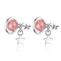 1 Pair Simple Style Star Plating Crystal White Gold Plated Drop Earrings main image 5