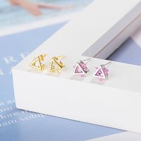 1 Pair Simple Style Triangle Plating Inlay Copper Zircon 24k Gold Plated White Gold Plated Ear Studs main image 1