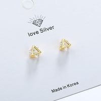 1 Pair Simple Style Triangle Plating Inlay Copper Zircon 24k Gold Plated White Gold Plated Ear Studs main image 4