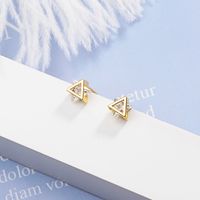 1 Pair Simple Style Triangle Plating Inlay Copper Zircon 24k Gold Plated White Gold Plated Ear Studs sku image 1