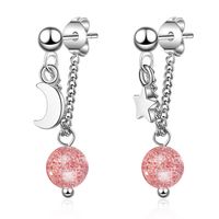 1 Pair Ig Style Sweet Star Moon Asymmetrical Crystal Chain Copper Drop Earrings main image 6