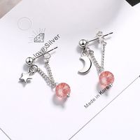 1 Pair Ig Style Sweet Star Moon Asymmetrical Crystal Chain Copper Drop Earrings main image 4