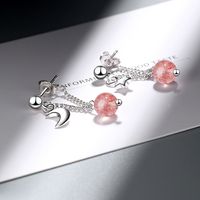 1 Pair Ig Style Sweet Star Moon Asymmetrical Crystal Chain Copper Drop Earrings main image 5