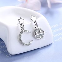1 Pair Ig Style Star Moon Asymmetrical Plating Inlay Copper Zircon Drop Earrings sku image 1