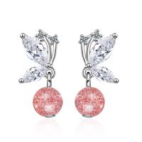 1 Pair Ig Style Sweet Butterfly Crystal Plating Inlay Copper Zircon Drop Earrings main image 6
