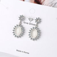 1 Pair Ig Style Simple Style Oval Plating Inlay Copper Opal Zircon Drop Earrings main image 3