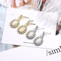 1 Pair Ig Style Simple Style Oval Plating Inlay Copper Opal Zircon Drop Earrings main image 1