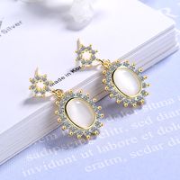 1 Pair Ig Style Simple Style Oval Plating Inlay Copper Opal Zircon Drop Earrings main image 4