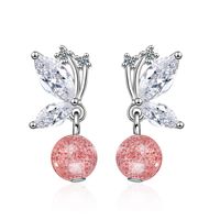 1 Pair Ig Style Sweet Butterfly Crystal Plating Inlay Copper Zircon Drop Earrings sku image 1