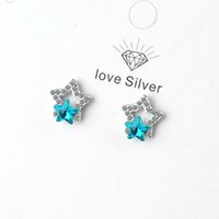 1 Pair Simple Style Star Plating Hollow Out Inlay Copper Ear Studs main image 3