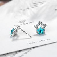 1 Pair Simple Style Star Plating Hollow Out Inlay Copper Ear Studs main image 4