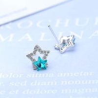 1 Pair Simple Style Star Plating Hollow Out Inlay Copper Ear Studs main image 5