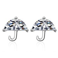 1 Pair Ig Style Simple Style Umbrella Plating Inlay Copper Zircon Ear Studs main image 5