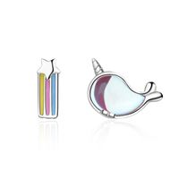 1 Pair Ig Style Cute Star Whale Asymmetrical Epoxy Inlay Copper Artificial Gemstones Ear Studs main image 6