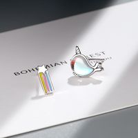 1 Pair Ig Style Cute Star Whale Asymmetrical Epoxy Inlay Copper Artificial Gemstones Ear Studs sku image 1
