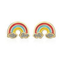 1 Pair Ig Style Clouds Rainbow Epoxy Plating Inlay Copper Zircon Ear Studs main image 6