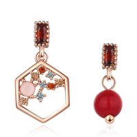 1 Pair Simple Style Geometric Plating Inlay Copper Zircon Rose Gold Plated Drop Earrings main image 6