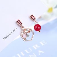 1 Pair Simple Style Geometric Plating Inlay Copper Zircon Rose Gold Plated Drop Earrings main image 4