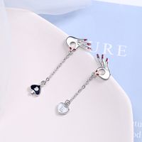 1 Pair Simple Style Hand Heart Shape Asymmetrical Tassel Copper White Gold Plated Drop Earrings main image 3