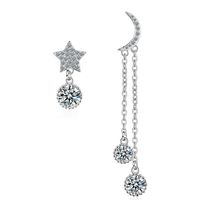 1 Pair Ig Style Shiny Star Moon Asymmetrical Plating Inlay Copper Zircon Drop Earrings main image 6