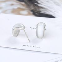 1 Pair Simple Style C Shape Inlay Copper Opal Ear Studs sku image 1
