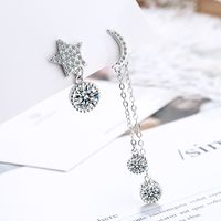 1 Pair Ig Style Shiny Star Moon Asymmetrical Plating Inlay Copper Zircon Drop Earrings main image 3