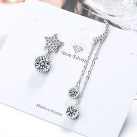 1 Pair Ig Style Shiny Star Moon Asymmetrical Plating Inlay Copper Zircon Drop Earrings main image 1