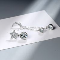 1 Pair Ig Style Shiny Star Moon Asymmetrical Plating Inlay Copper Zircon Drop Earrings main image 4