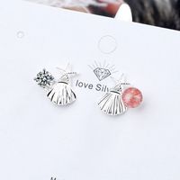 1 Pair Simple Style Classic Style Shell Inlay Copper Zircon Ear Studs main image 3