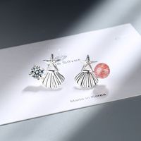 1 Pair Simple Style Classic Style Shell Inlay Copper Zircon Ear Studs main image 5